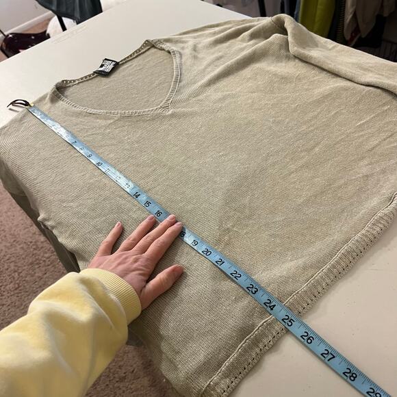 State of Claude Montana Knit Linen VNeck Bell Sleeve Slouchy Sweater Size Large - Picture 10 of 11